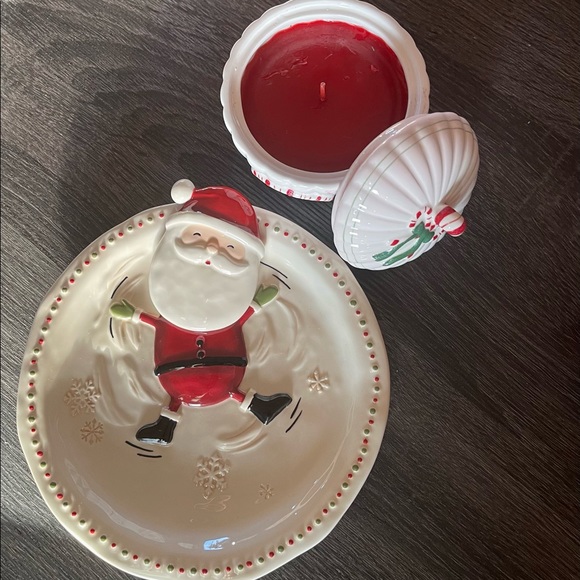 Santa Claus plate w/Christmas Candle - Picture 2 of 4